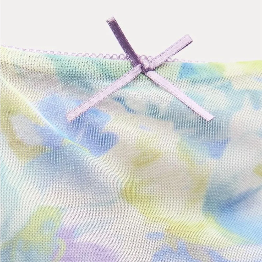 Zara Printed Tulle Midi Dress with Bow M - Picture 5 of 6